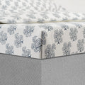 Fitted Sheet Hand Block Printed "Tree of Life" - LOVE FOR WHITE                                                          