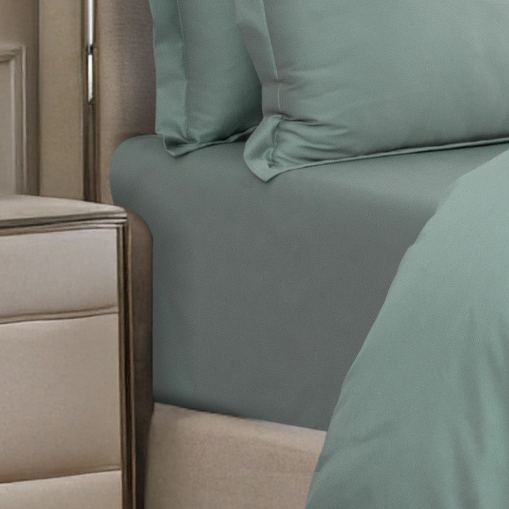 Fitted Sheet 600TC Heavenly - Aqua Pearl (Without Pillow Covers) - LOVE FOR WHITE                                                          