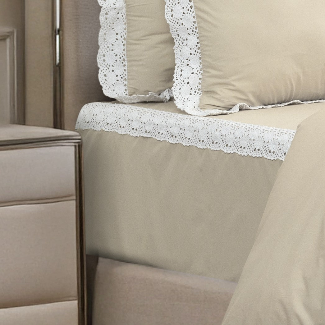 Bed Sheet Crochet Border - Ecru(Light Beige) - LOVE FOR WHITE                                                          