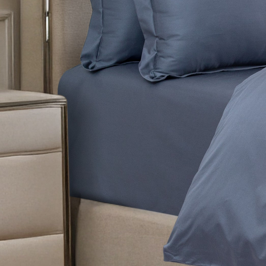 Fitted Sheet 600TC Heavenly - Flintstone (Without Pillow Covers) - LOVE FOR WHITE                                                          