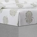 Fitted Sheet Hand Block Printed "Hibiscus" - LOVE FOR WHITE                                                          
