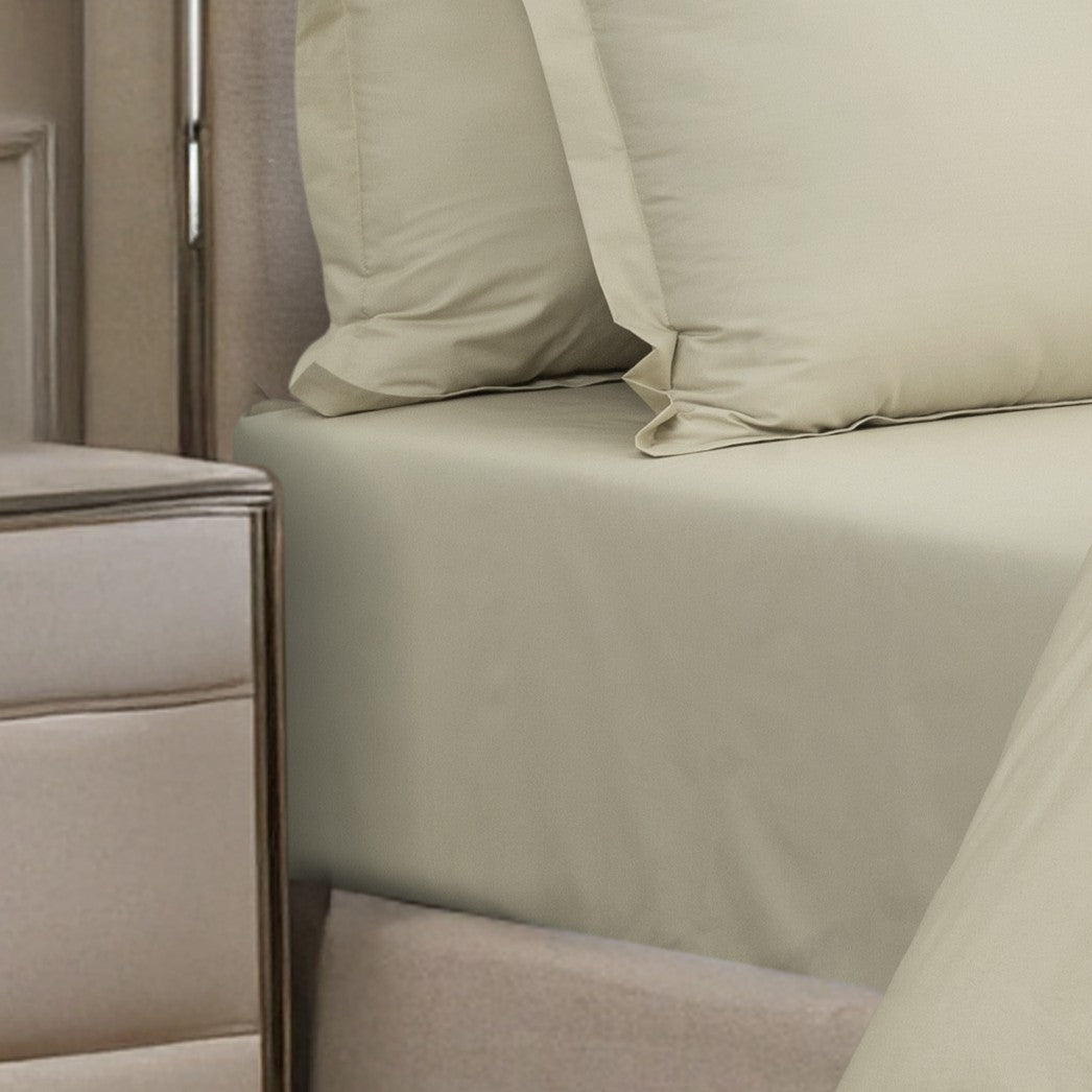 Fitted Sheet 300TC Luxury - Ecru (Light Beige) - LOVE FOR WHITE                                                          
