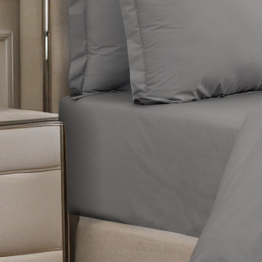 Fitted Sheet 300TC Luxury - Light Grey - LOVE FOR WHITE                                                          