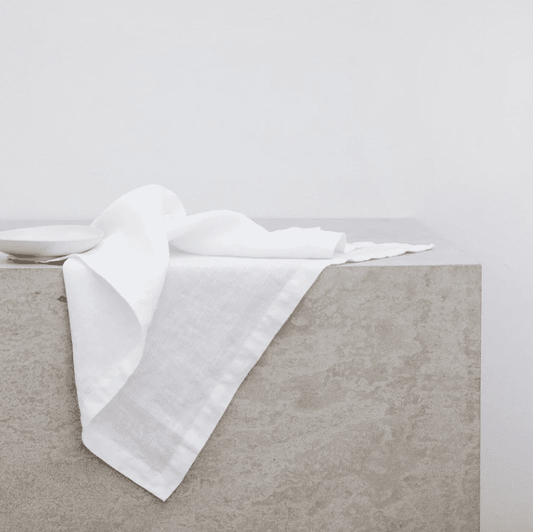 Linen Table Napkins set of 4- White