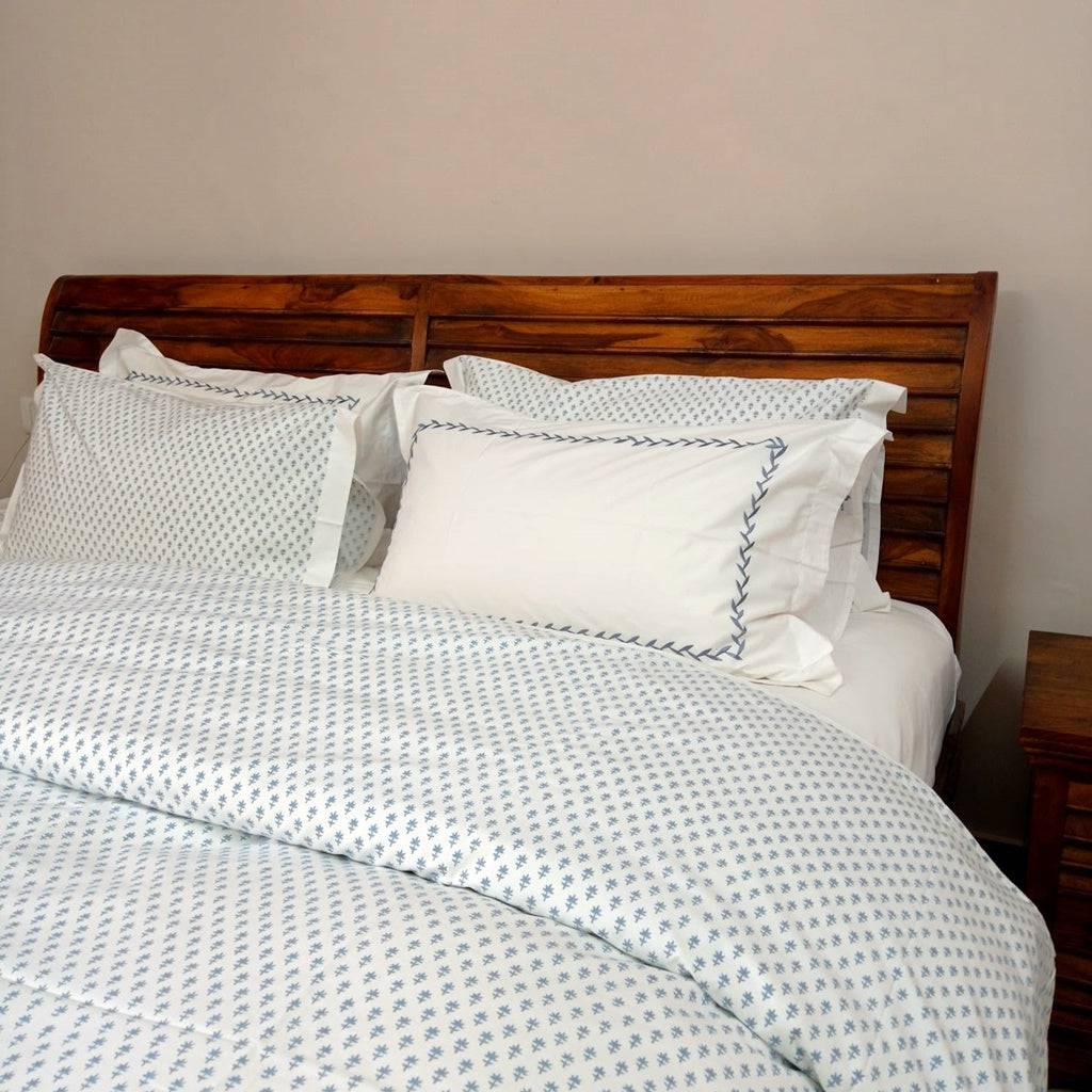 Duvet Cover Hand Block Printed- Cornflower