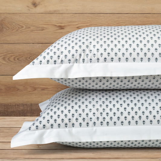 Pillow Covers Hand Block Printed "Cornflower" Set of 2                                                               