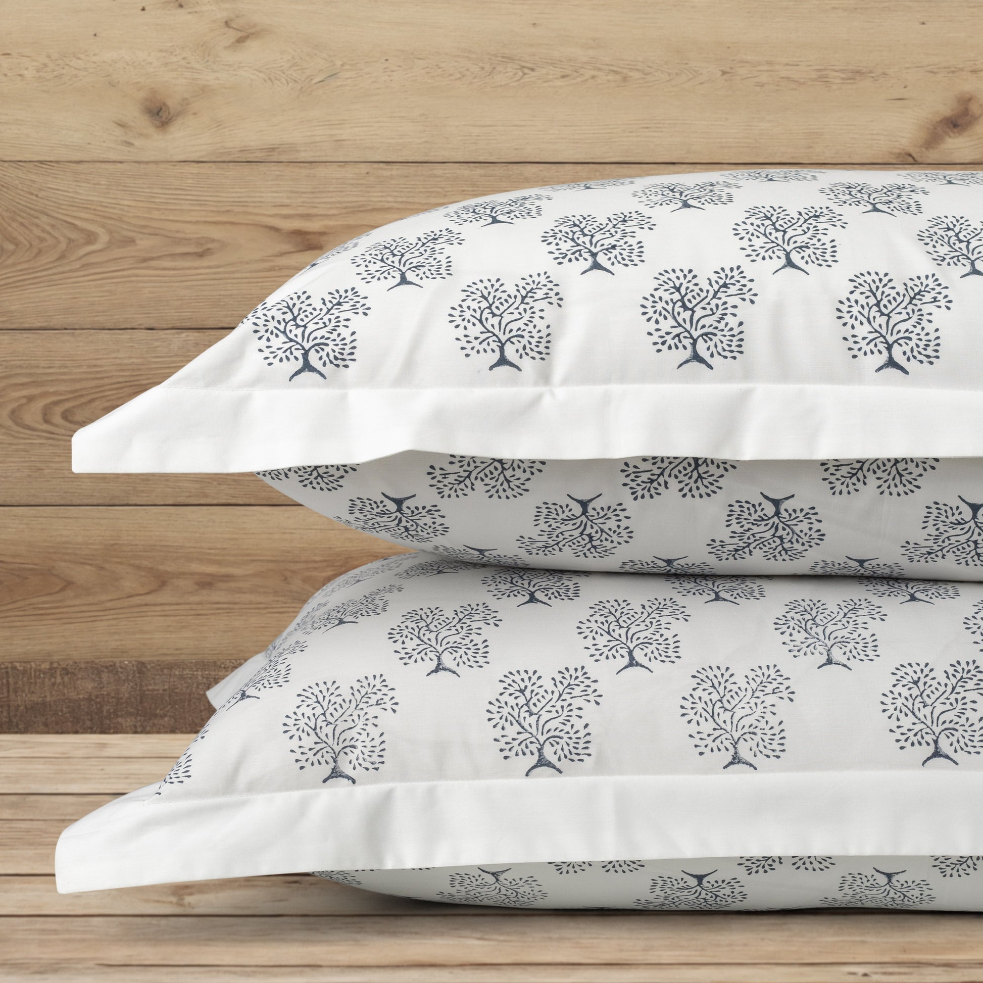 Pillow Covers  Hand Block Printed "Tree of Life" Set of 2 - LOVE FOR WHITE                                                          