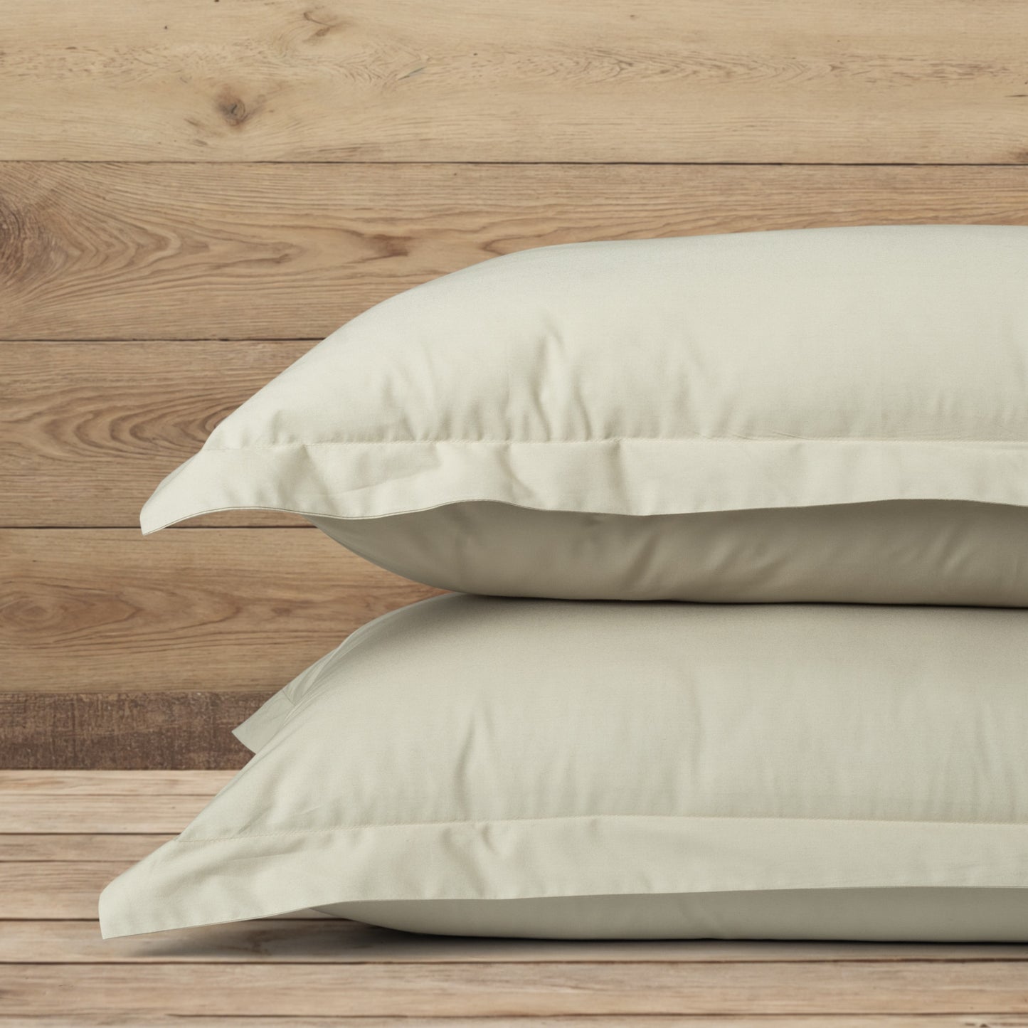 Pillow Covers 300TC Luxury Set of 2 - Ecru (Light Beige) - LOVE FOR WHITE                                                          