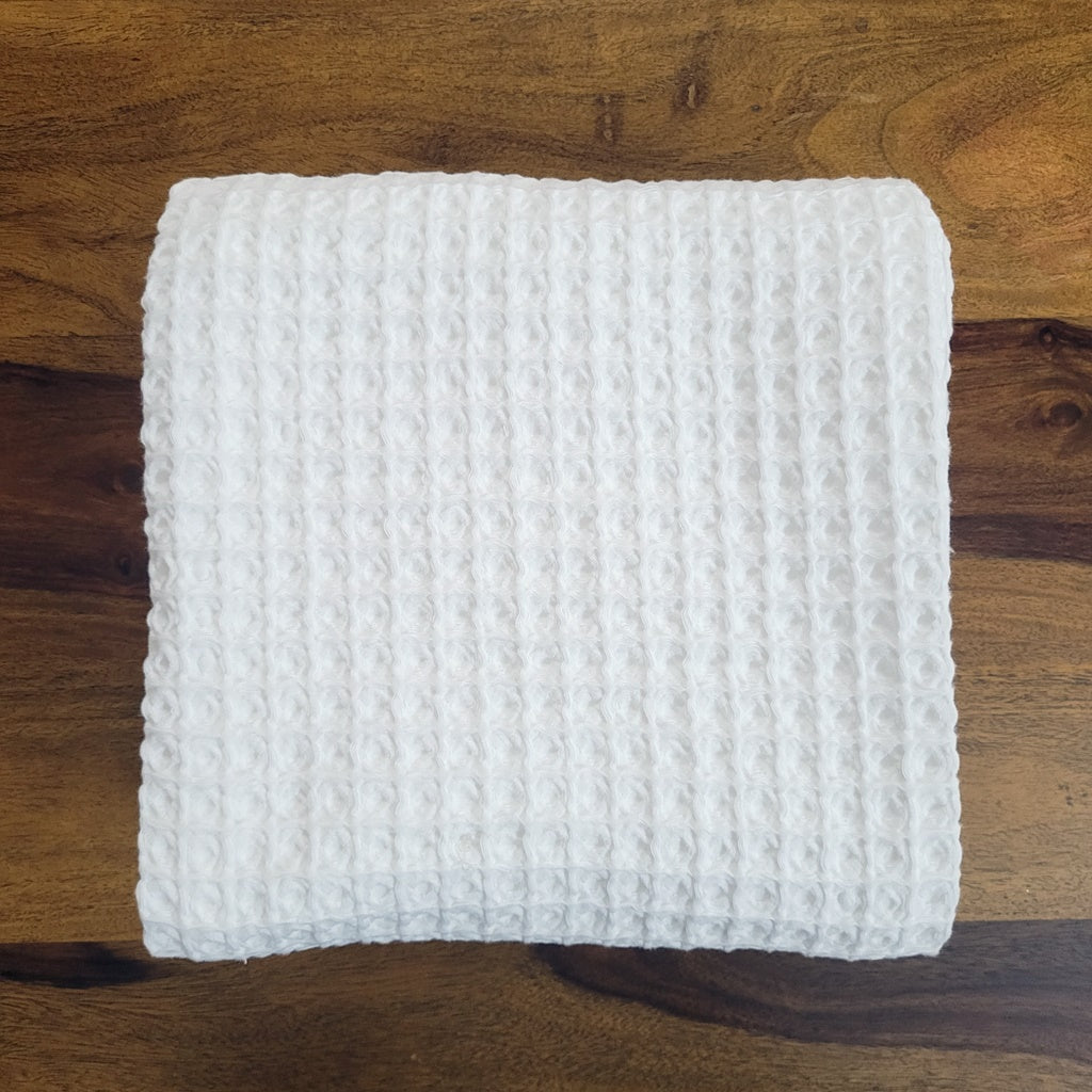 Plush Waffle Bath Towel - White