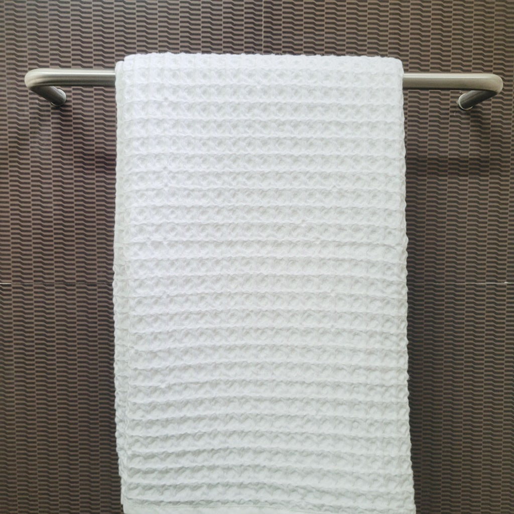 Plush Waffle Bath Towel - White