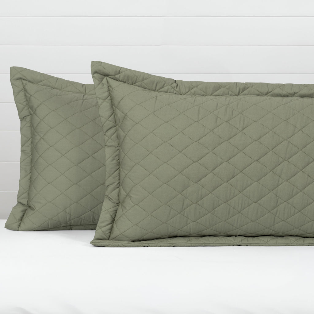 Quilted Pillow Covers Set of 2 -  Frosty Fern - LOVE FOR WHITE                                                          