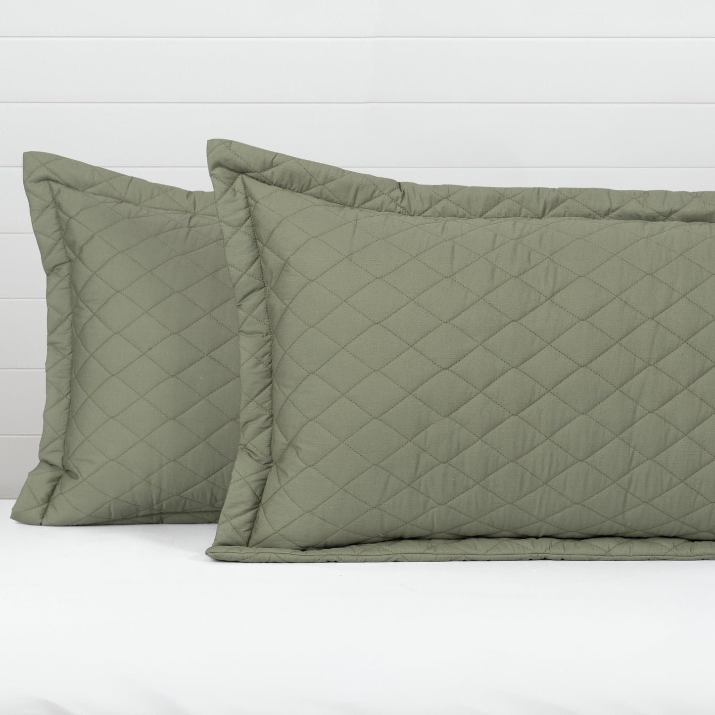Quilted Pillow Covers Set of 2 -  Frosty Fern - LOVE FOR WHITE                                                          