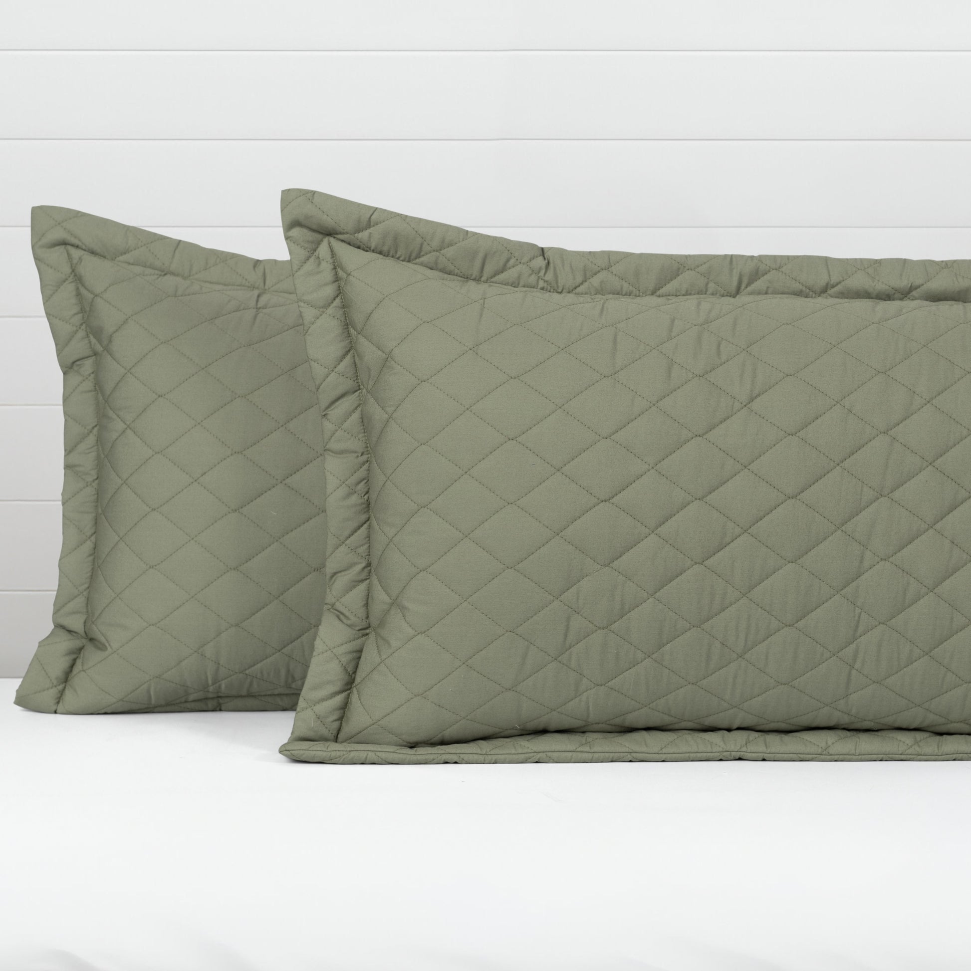 Quilted Pillow Covers Set of 2 -  Frosty Fern - LOVE FOR WHITE                                                          