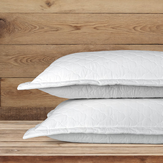 Quilted Pillow Covers Set of 2 - White - LOVE FOR WHITE                                                          