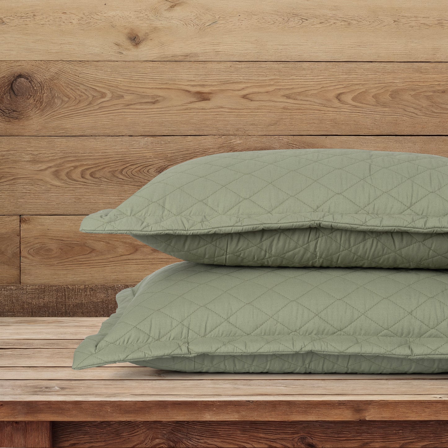 Quilted Pillow Covers Set of 2 -  Frosty Fern - LOVE FOR WHITE                                                          