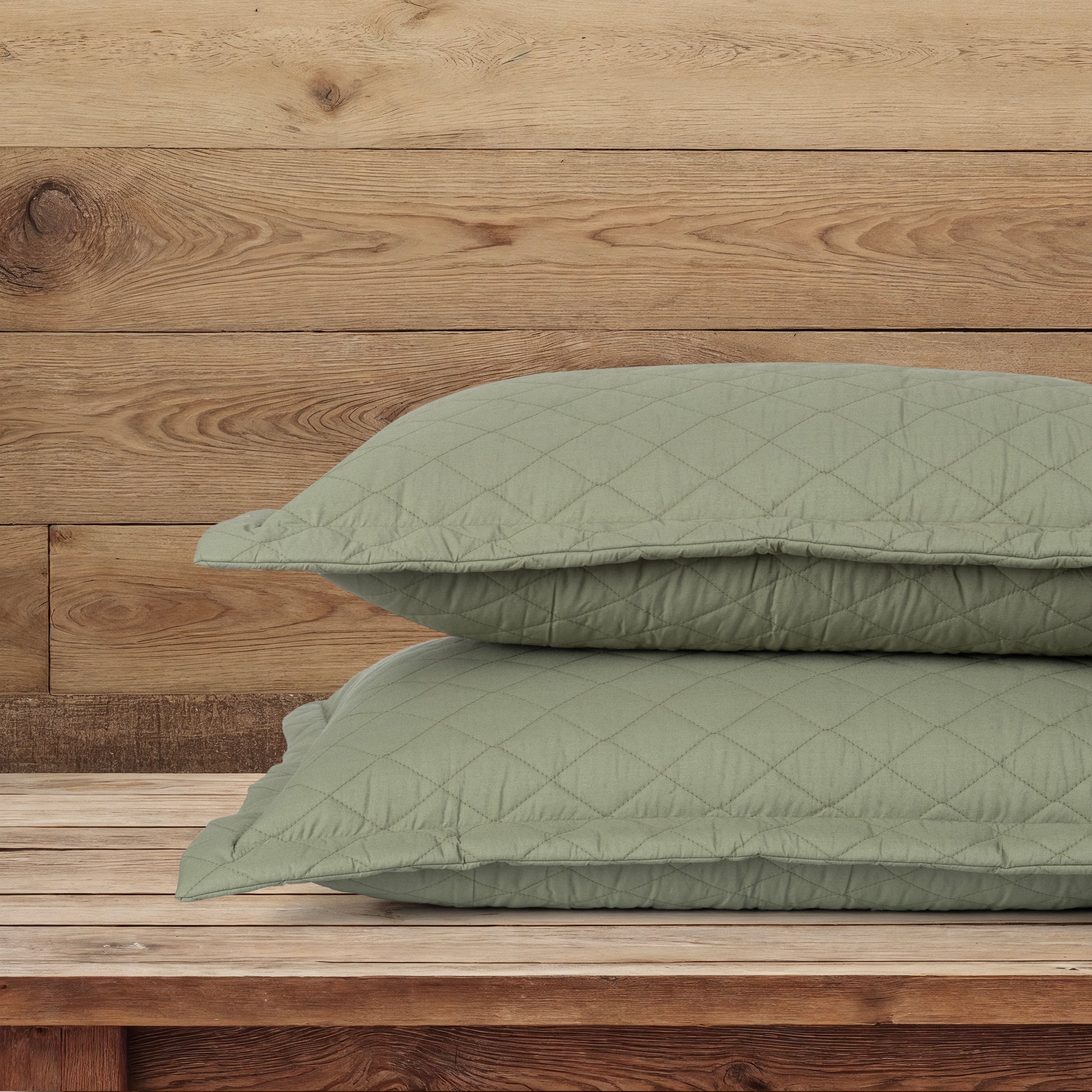 Quilted Pillow Covers Set of 2 -  Frosty Fern - LOVE FOR WHITE                                                          