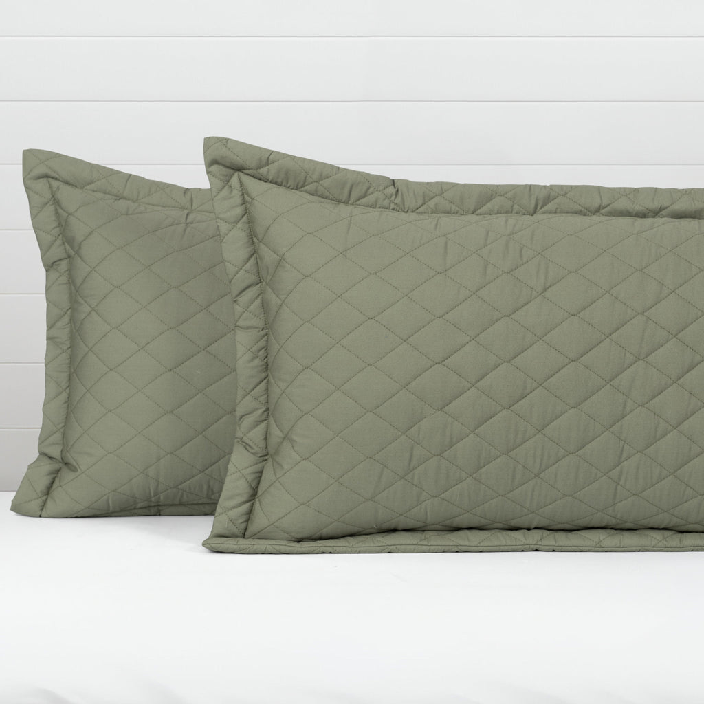 Quilted Pillow Covers Set of 2 -  Frosty Fern - LOVE FOR WHITE                                                          