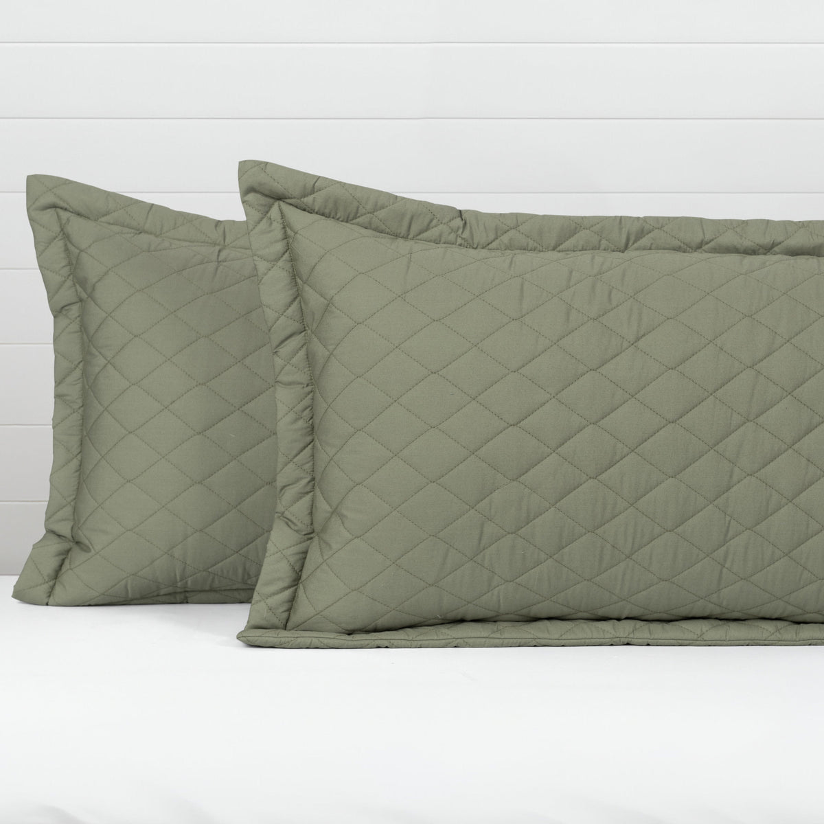 Quilted Pillow Covers Set of 2 -  Frosty Fern - LOVE FOR WHITE                                                          