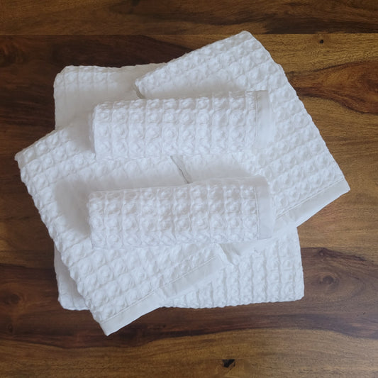 Plush Waffle Complete Towel Set - White