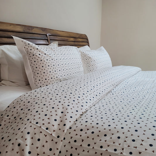 Love For White Duvet/Quilt Cover - Hand Block Printed "Galaxy"