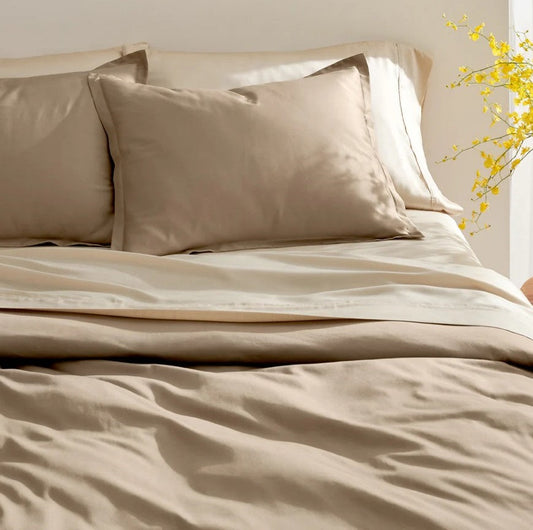 Love For White Pillow Covers Set of 2 - 600TC Heavenly - Dark Beige