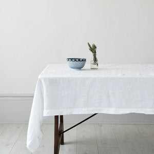 Love For White -Linen Table Cloth - White