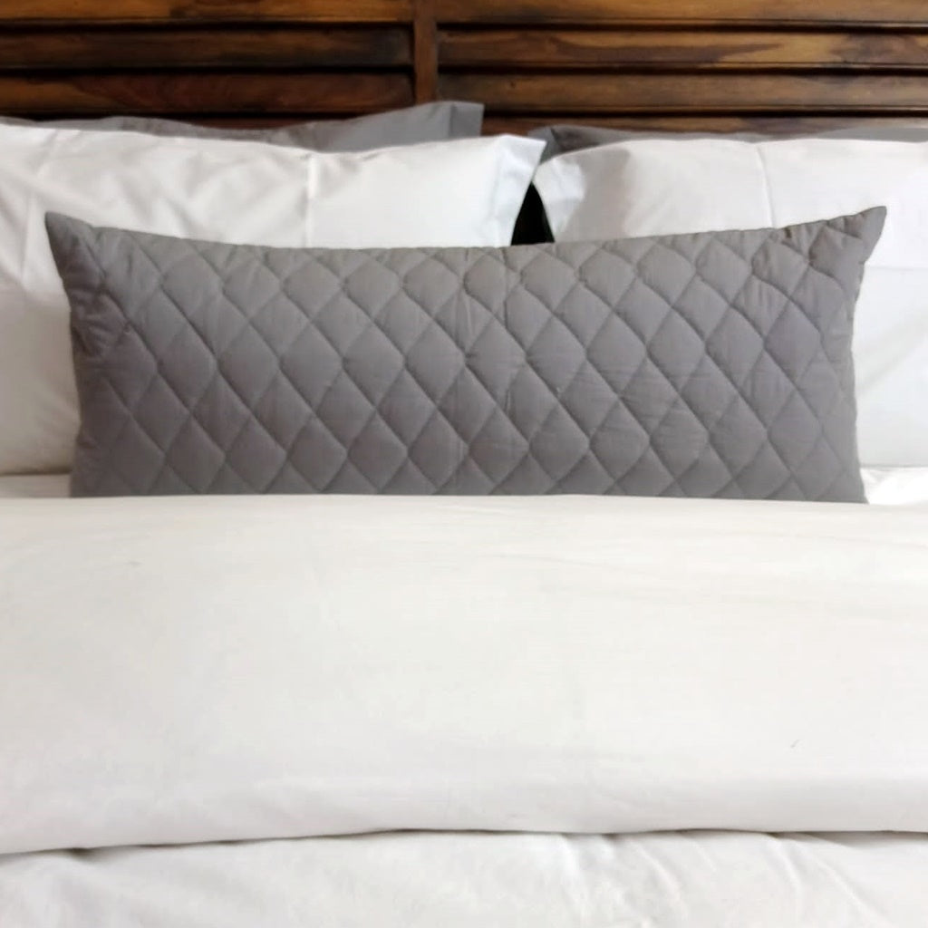 Love For White Lumbar Pillow Cover - Light Grey