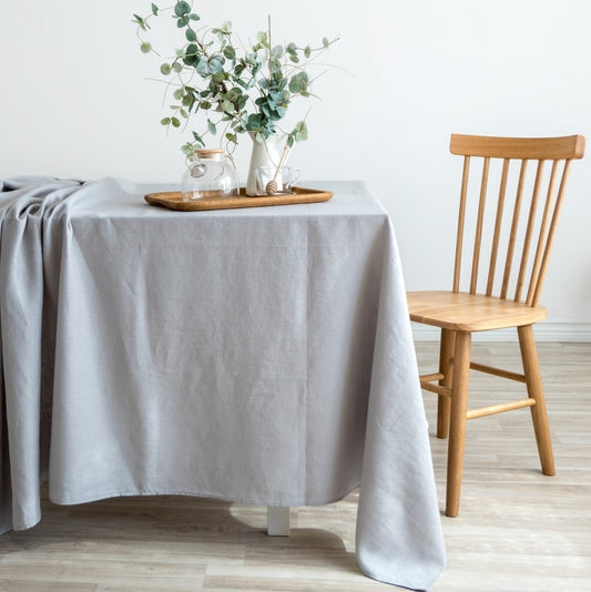 Love For White -Linen Table Cloth - Light Grey