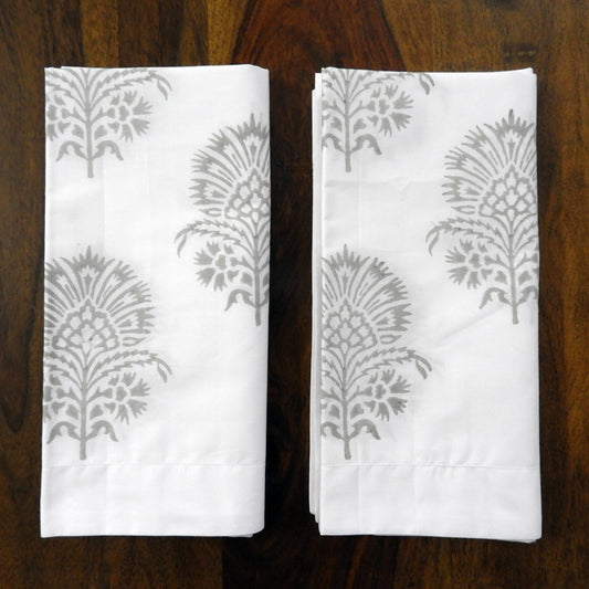 Pillow Covers Hand Block Printed "Hibiscus" Set of 2