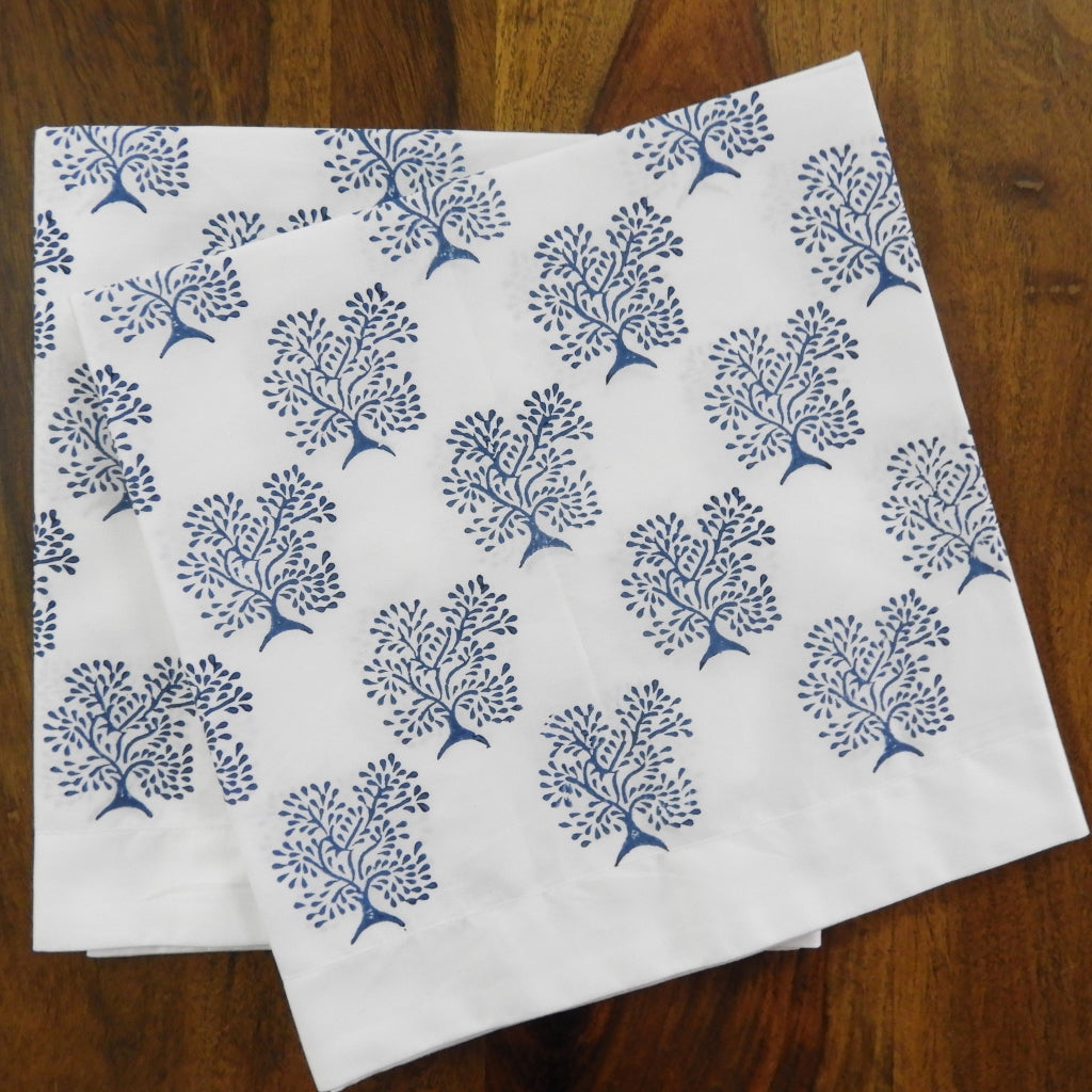 Love for White Pillow Covers Set of 2 - Hand Block Printed "Tree of Life"