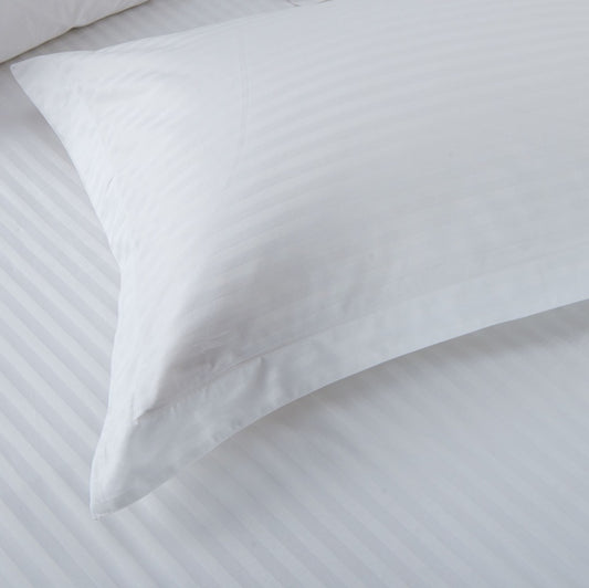 Pillow Covers  300TC Satin Stripes Set of 2 - White