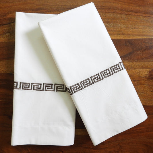 Love for White Pillow Covers Set of 2 - 300TC Embroidered "Maze"