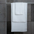 Quick Dry Waffle Towel Set - White - LOVE FOR WHITE                                                          